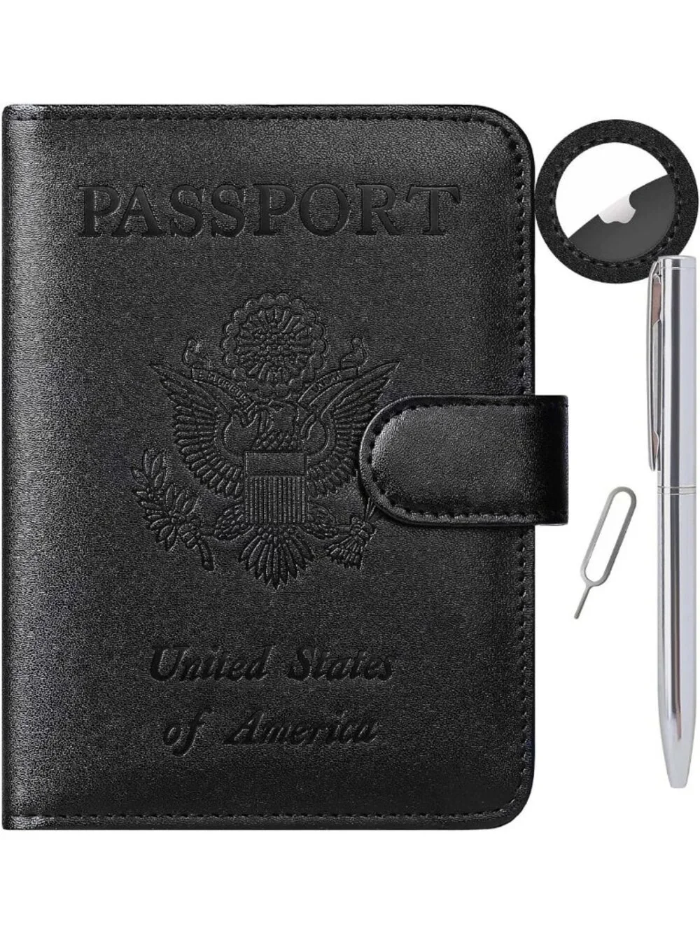 RFID Blocking Leather Passport Holder with Airtag Slot | Travel Wallet & Luggage